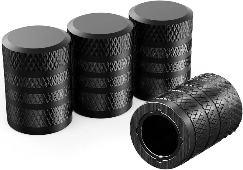 SYSDTTD 4-Piece Black Anodized Aluminum-Plastic Composite Tire Valve Stem Caps with Integrated Plastic Sleeve,Corrosion-Resistant and Universal Fit,Suitable for Cars, Trucks, and Motorcycles(Black) - Image 1